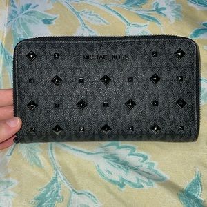 Michael Kors black studded zip wallet